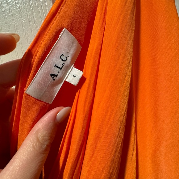 Alc Ltd 'Delfina' Orange Sleeveless One Shoulder Pleated Dress - Picture 5 of 6